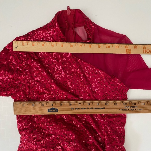 Weissman Dance dress red sequin costume Me Against The Music 12192 Child LC - Picture 11 of 16